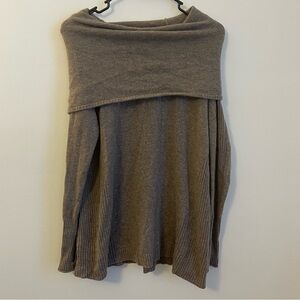 Athleta L 100% Cashmere Tan Off Shoulder Sweater Old Money Minimal Balletcore